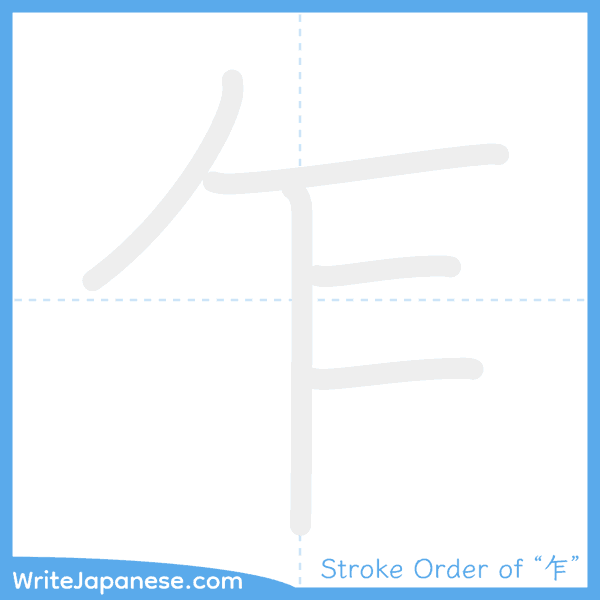 How to write Japanese kanji "乍" - stroke order animation