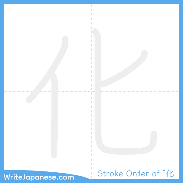 How to write Japanese kanji "化" - stroke order animation