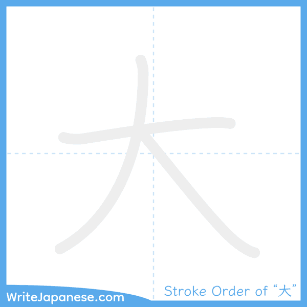 How to write Japanese kanji "大" - stroke order animation