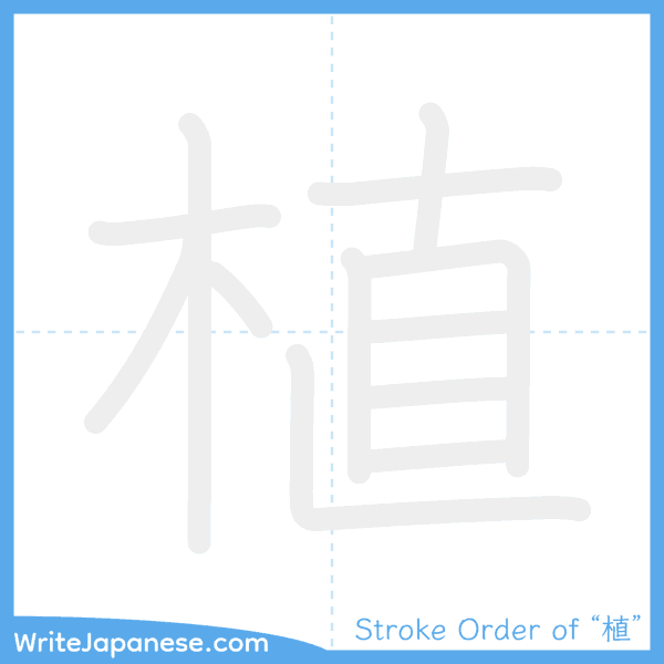 How to write Japanese kanji "植" - stroke order animation
