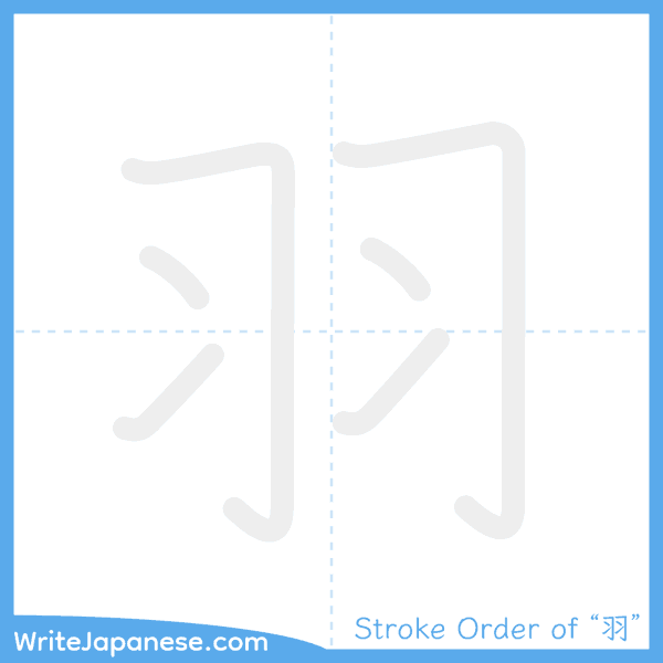 How to write Japanese kanji "羽" - stroke order animation