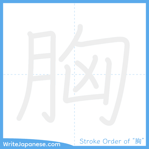 How to write Japanese kanji "胸" - stroke order animation