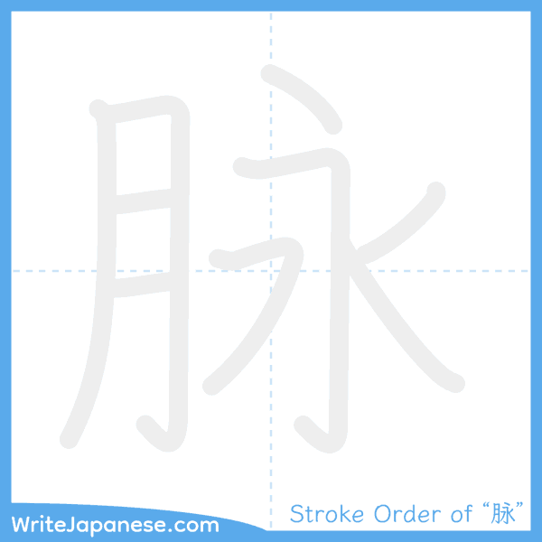 How to write Japanese kanji "脉" - stroke order animation