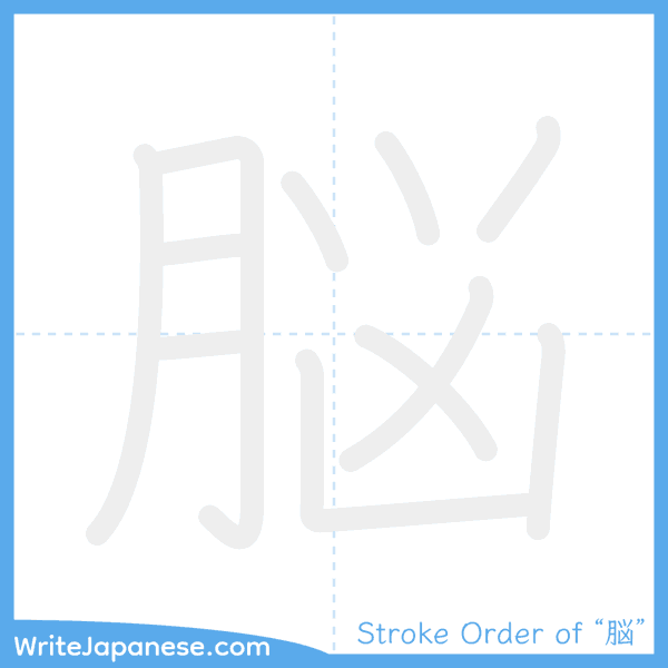 How to write Japanese kanji "脳" - stroke order animation