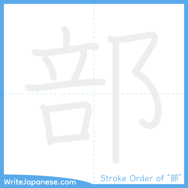 How to write Japanese kanji "部" - stroke order animation