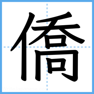 Japanese Kanji "僑" - Stroke Order Guide