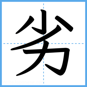 Japanese Kanji "劣" - Stroke Order Guide