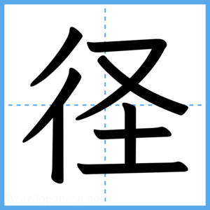 Japanese Kanji "径" - Stroke Order Guide