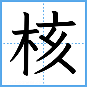 Japanese Kanji "核" - Stroke Order Guide