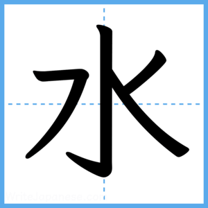 Japanese Kanji "水" - Stroke Order Guide