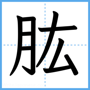 Japanese Kanji "肱" - Stroke Order Guide