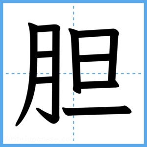 Japanese Kanji "胆" - Stroke Order Guide