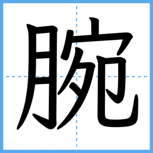 Japanese Kanji "腕" - Stroke Order Guide
