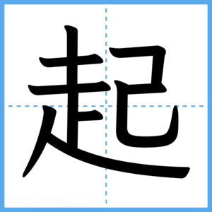 Japanese Kanji "起" - Stroke Order Guide