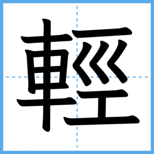 Japanese Kanji "輕" - Stroke Order Guide