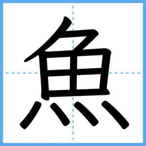 Japanese Kanji "魚" - Stroke Order Guide