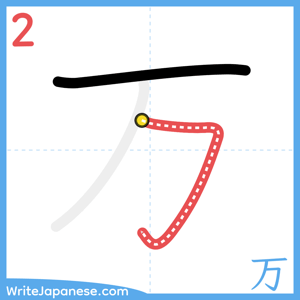 How to write "万" - stroke 2