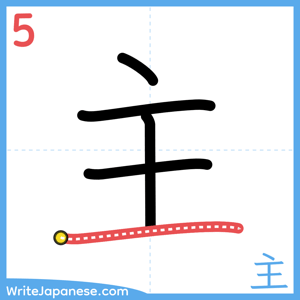 How to write "主" - stroke 5