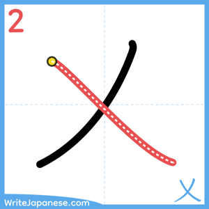 How to write "乂" - stroke 2