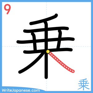 How to write "乗" - stroke 9