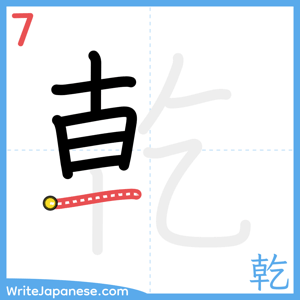 How to write "乾" - stroke 7