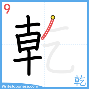 How to write "乾" - stroke 9