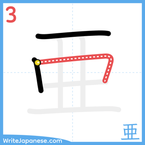 How to write "亜" - stroke 3
