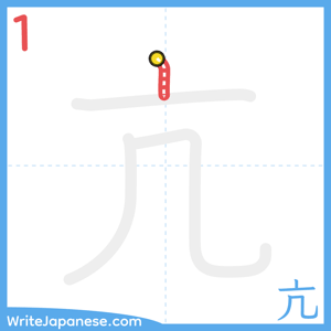 How to write "亢" - stroke 1