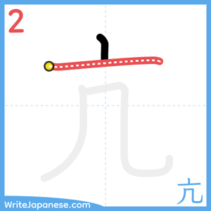 How to write "亢" - stroke 2