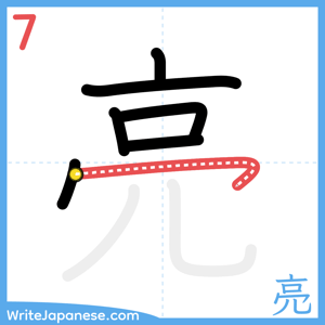 How to write "亮" - stroke 7