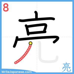 How to write "亮" - stroke 8