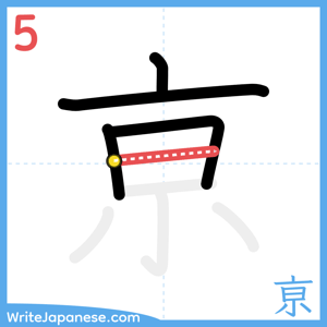 How to write "亰" - stroke 5