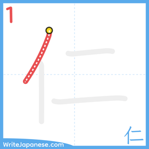 How to write "仁" - stroke 1