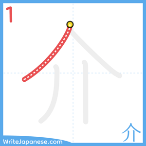 How to write "介" - stroke 1