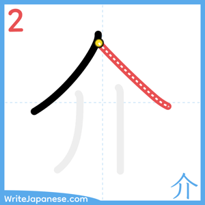 How to write "介" - stroke 2