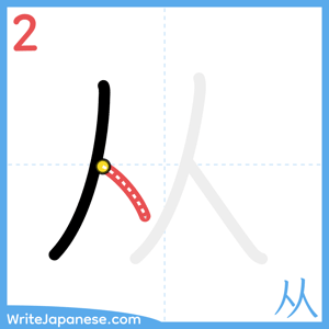 How to write "从" - stroke 2