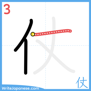 How to write "仗" - stroke 3