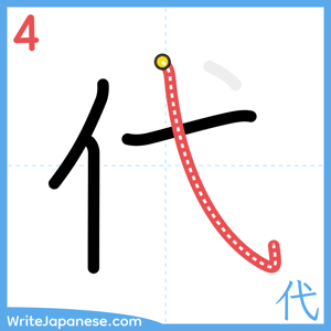 How to write "代" - stroke 4