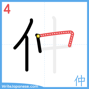How to write "仲" - stroke 4