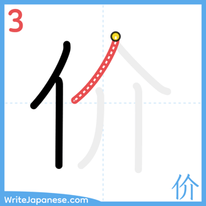 How to write "价" - stroke 3