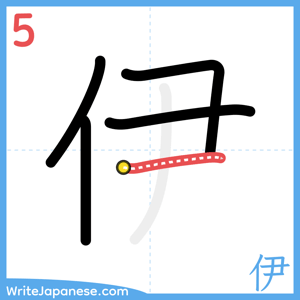 How to write "伊" - stroke 5
