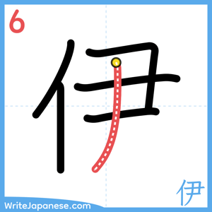 How to write "伊" - stroke 6