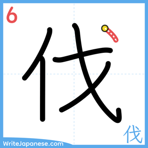 How to write "伐" - stroke 6