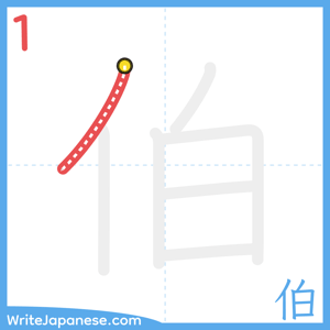 How to write "伯" - stroke 1