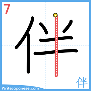 How to write "伴" - stroke 7