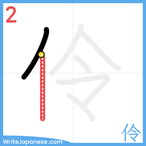 How to write "伶" - stroke 2