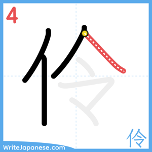 How to write "伶" - stroke 4