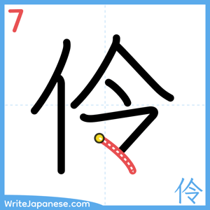 How to write "伶" - stroke 7