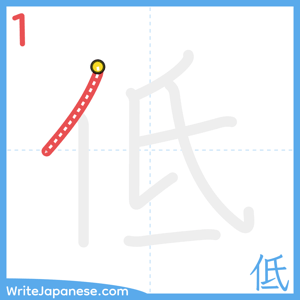 How to write "低" - stroke 1