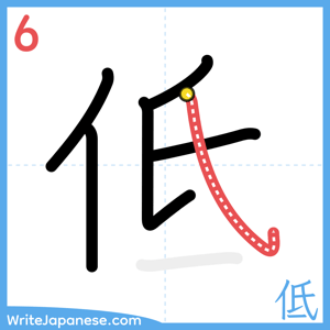 How to write "低" - stroke 6